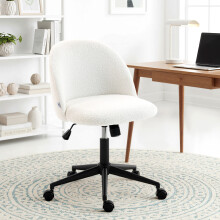 HOMCOM Desk Chair, Fluffy Swivel Office Chair for Makeup Vanity, Cream