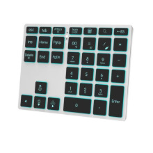 Tri-Mode Numpad 7-Color LED Backlit, BT5.0/USB/2.4G Wireless Rechargeable Number Pad 35-Key Scissor Switches Keyboard C