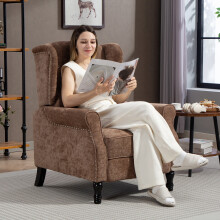HOMCOM Manual Reclining Armchair Recliner with Footrest Brown