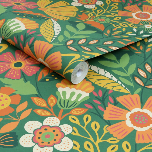 ENVY Envy Oopsy Daisy Forest Green Wallpaper 1