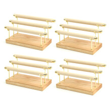 4X Wooden Jewelry Display Stand Holder T-Bar Display Bracelets Anklets Display Stand Packaging Jewelry Tool 1