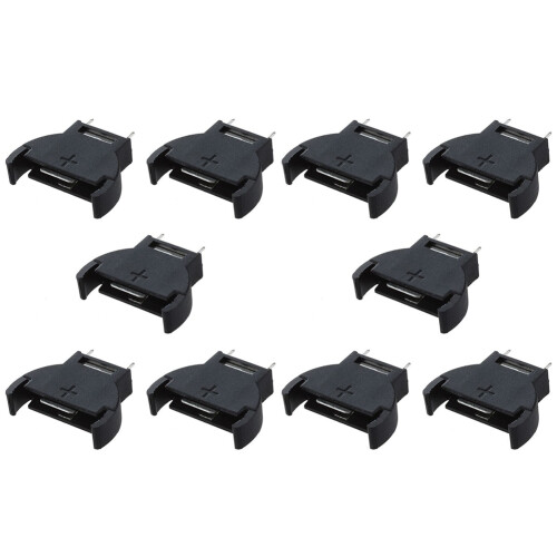 10 Pcs Black Plastic CR2032 Cell Button Lithium Battery Sockets Holder 1