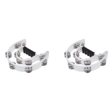 2X Double Row Jingles Half Moon Musical Tambourine Percussion Drum White Party KTV
