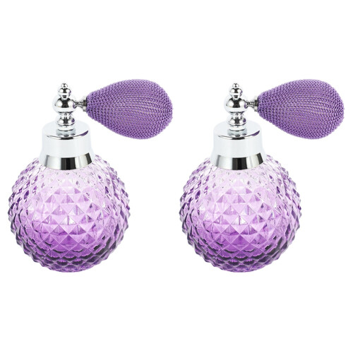 2X 110ML Vintage Crystal Spray Perfume Bottle White Short Atomizer Refillable Glass