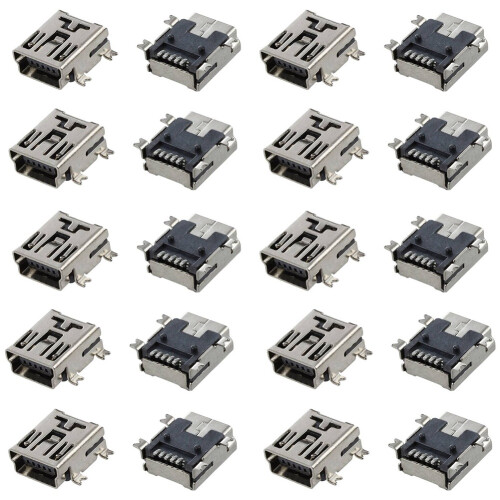 2X Replacement  USB Type B Female 5 Pin PCB Board Mount Jack Charger Connector 10 Pcs