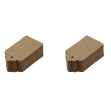 Pack 100 Rustic 40mmx70mm Scalloped Paper Card,Blank Brown Tag,DIY Tag,Luggage Tag,Price Label - Small (100)
