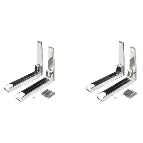 2X Support Frame Steel Foldable Stretch Shelf Rack Microwave Oven Wall Mount Bracket Stainless Silver 1
