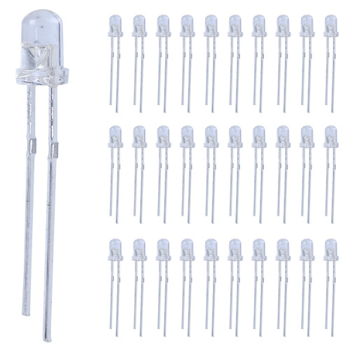 80 Pieces 3mm White LED Lamp Light Emitting Diode  2.5V-3V