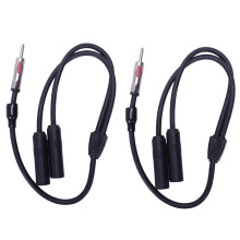 2X 1 MALE to 2 FEMALE Y CAR STEREO RADIO ANTENNA ADAPTER BLACK
