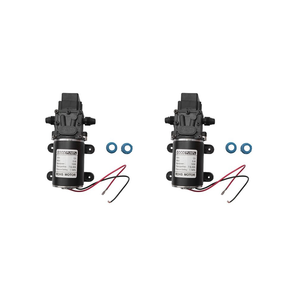 2X 12V 100W High Pressure Self Priming Water Pump 160Psi 8Lpm Caravan Camping Boat 6033805657890