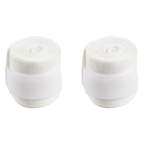 2 Pc Sangle de Sport en Coton Élastique 2.5M Bandage de Boxe Blanc