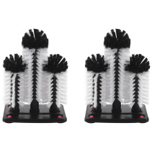 2X Laveur de Verre 3 Brosse Brosses À Laver en Verre ûrBase D'Aspiration Nettoyant de Verre de Bar