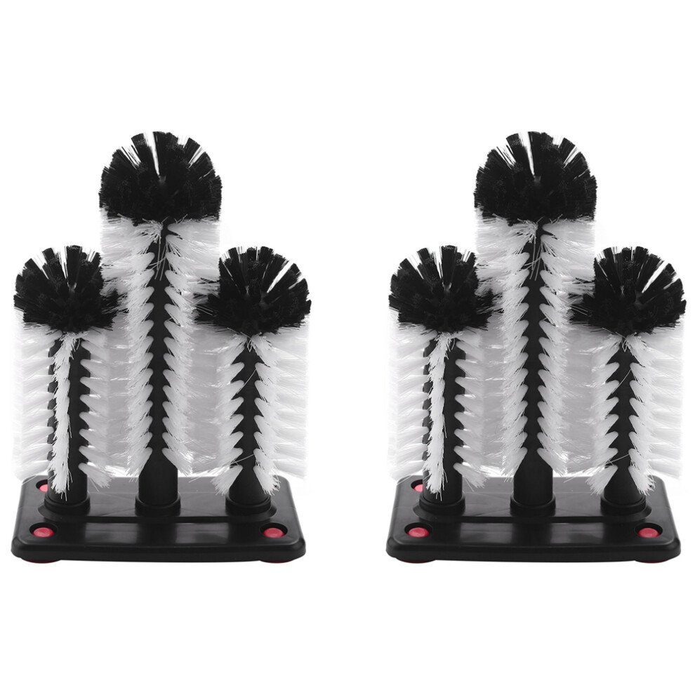 2X Glass Washer 3 Brush Glass Washing Brushes With Suction Base Bar Glass Cleaner For Bar,Kitchens,Red Wine Glasses,Cup 4711127632666