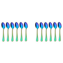 Rainbow Color TeaSpoons Coffee Spoon Cake Spoon Stainless Steel Set of 12 Pieces (Coffee Scoops)