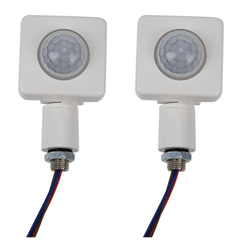 2X High Quality Automatic PIR 85-265V Security PIR Infrared Motion Sensor Detector Wall LED Light Outdoor White