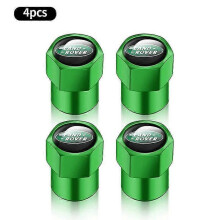 (green) 4-Piece Land Rover Wheel Stem Valve Caps with Logo Engraving for Discovery 3/4 Range Rover Evoque Sport, Aluminum Alloy Dustproof