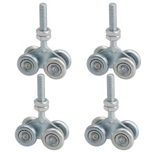 4x Sliding Track Roller Hanging Barn Door Rail Trolley Wheel H4-3 Silver Heavy Duty Quiet Door Sliding Hardware Kit for DIY Barn Doors & Sliding Doors