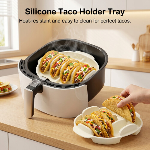 (Beige) Non-Slip Silicone Taco Holder 2