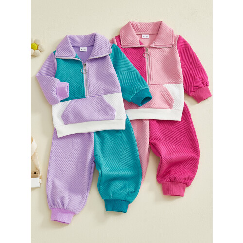 (4-5 Years, Pink) Φθινοπωρινή στολή νήπιων, με φερμουάρ 2