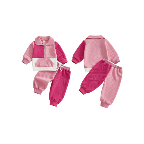 (3-4 Years, Pink) Φθινοπωρινή στολή νήπιων, με φερμουάρ 1
