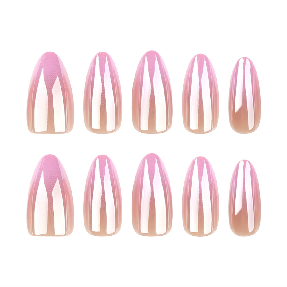 Reach-Tools Pink Gradient Almond Fake Nails, Odorless & Eco-Friendly