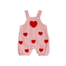 (3-6 Months, Red) Tutina a righe per neonati con ricamo a cuore rosso per San Valentino, body senza maniche per neonati.