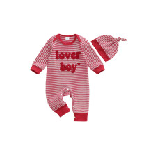 (0-3 Months, Red) Completo neonato 2 pezzi: tutina a maniche lunghe con scollo rotondo e ricamo, comoda con cappellino.