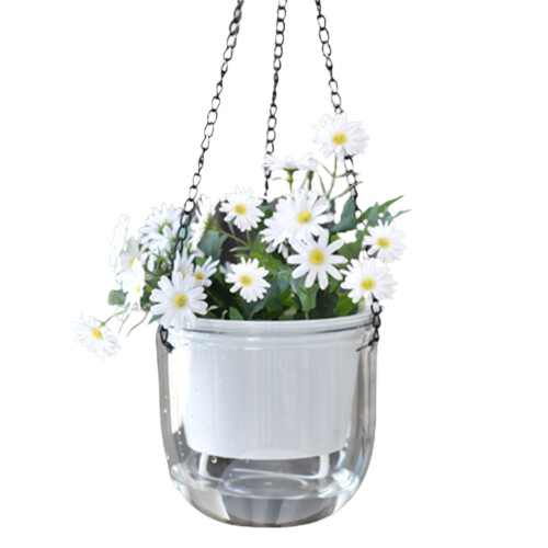 (Transparent Large) Self-Watering Hanging Planter for Hydroponic Plants