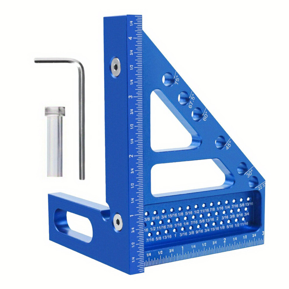 (Imperial - Blue) Precision Square Ruler With Angle Pin 6481414466240