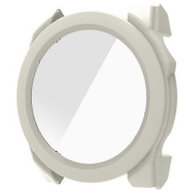 (Ivory White) For Garmin Fenix 8 51mm PC Cover Watch Frame Case with Tempered Glass Screen Protector - Transparent