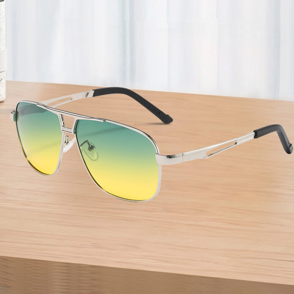 Dachuang Beauty Silver (Gun Frame Day And Night Film) Vintage Polarized Square Sunglasses, Metal Frame