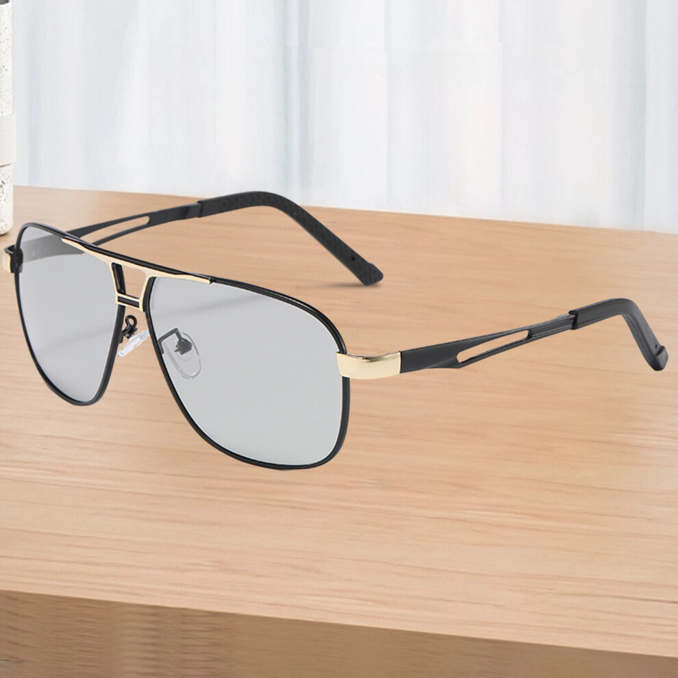 Dachuang Beauty Black/Gold ( And Frame Color Change Film) Vintage Polarized Square Sunglasses, Metal Frame