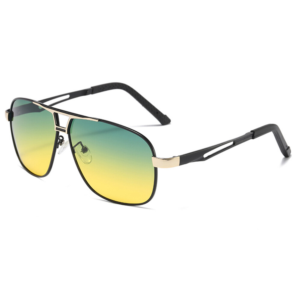 Dachuang Beauty Black/Gold ( Frame Day And Night Film) Vintage Polarized Square Sunglasses, Metal Frame