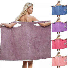 (purple) Women's Wearable Shower Skirt, Shower Spa Wrap Towel Dress Quick Dry Bath Robe