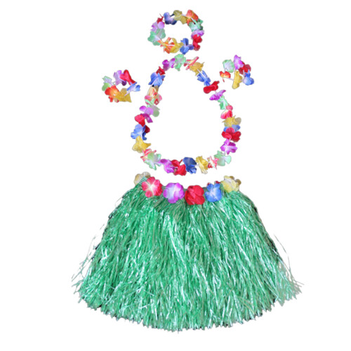 (Green) Hawaiian Luau Mini Skirts Set - Multicolor Dance Skirts