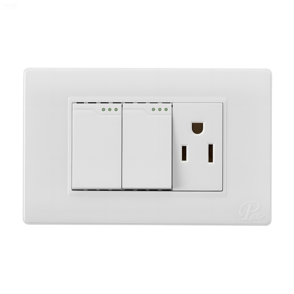 (12X7.6x12cm, White) Wall Outlet With Switch, Us Standard Electric Socket Wall Plate Plug Receptacle Wall Outlet For Home Office 6242862097789
