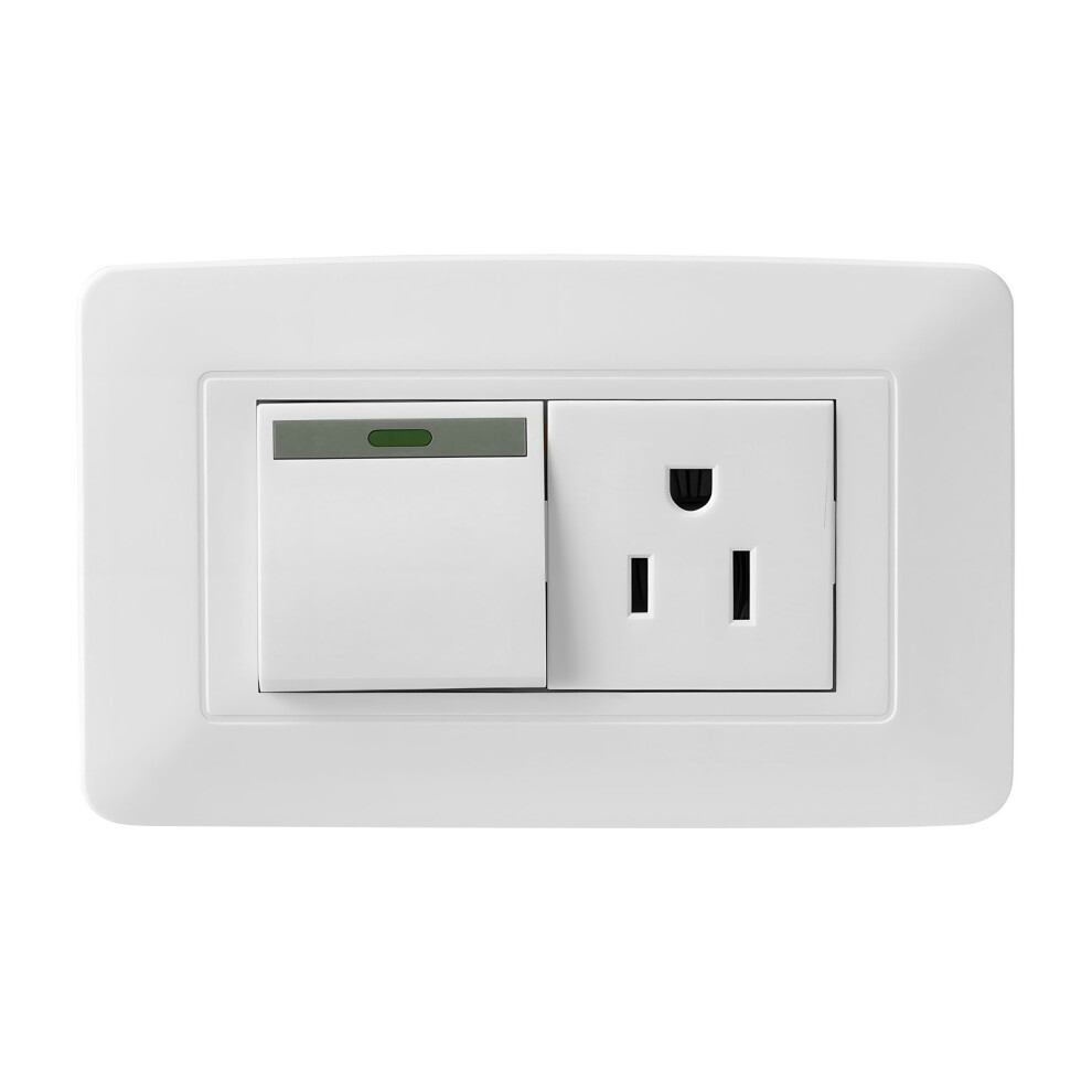(11.8Cmx7.2cmx4cm, White 1) Wall Outlet With Switch, Three Prong Socket Wall Plate Plug Receptacle Wall Outlet For Home Office 6242862260855