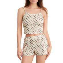 (M, Red) Women's 2 Piece Pajama Set Sleeveless Floral Print Cami Tops Casual Shorts Sleepwear Sets