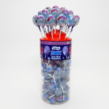 50 x Vidal Blue Raspberry Zoom Lollipops 29g Blue Tongue Painter Lolly