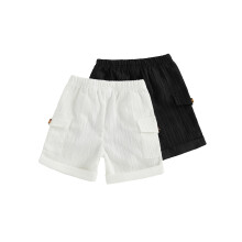 (9-12 Months, White) Toddler Boys Shorts Solid Color Rolled Hem Side Pockets Elastic Waist Short Pants Kids Summer Casual Fashion Shorts