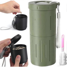 (Green) Portable Sunflower Seed Spit Cup with Shell Storage, Snack Containers for Outdoor, Double-layer for Neat Waste Storage