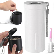 (White) Portable Sunflower Seed Spit Cup with Shell Storage, Snack Containers for Outdoor, Double-layer for Neat Waste Storage