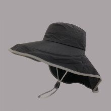 (Black, 54 to 58CM One Size) UPF50+ Women\'s Sun Hat with Neck Cape
