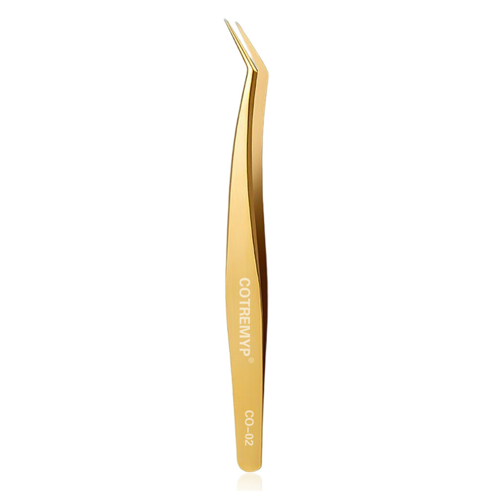 Dachuang Beauty Gold/Golden (, Long En Feather) Precision Eyelash Extension Tweezers - 50 Char