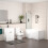 NES Home Nes Home P-Shaped Left Hand Bath with Panel & Screen, 600mm Vanity with Toilet 1