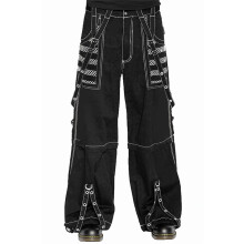 (S, White) Dames cargo jeans, gestreept, met ritssluiting en knoopsluiting, losse casual broek, streetwear met zakken