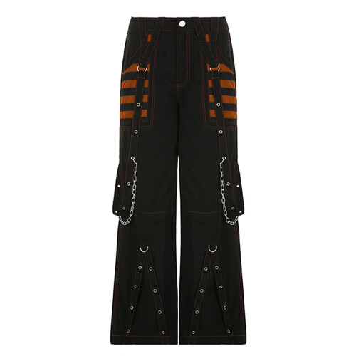 (M, Orange) Γυναικείο τζιν cargo, παντελόνι streetwear