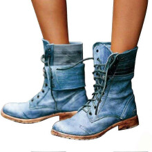 (37,D)Women Ankle Boots Combat Lace Up Zipp Up Buckle Booties Shoes Round Toe