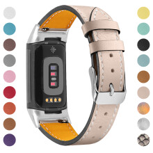 Echtleder-Uhrenarmband für Fitbit Charge 5/6 Beige