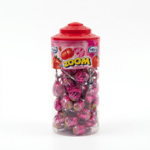 50pc Vidal Strawberry Zoom Lollipops - Individually Wrapped Fruit Lollies Bulk Pack